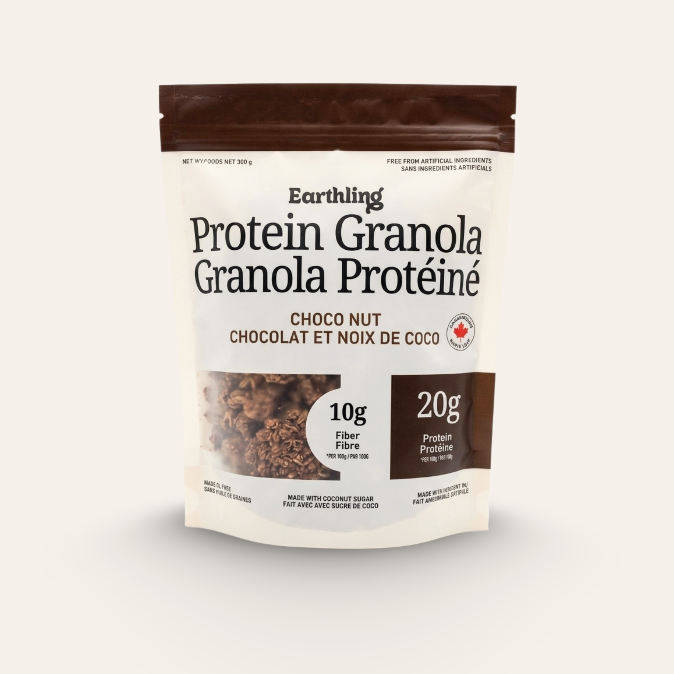 Earthling Protein Granola packaging on a white background